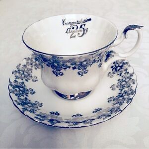 Royal Albert “Congratulations 25 Anniversary”Tea Cup and Saucer Set England 🆕